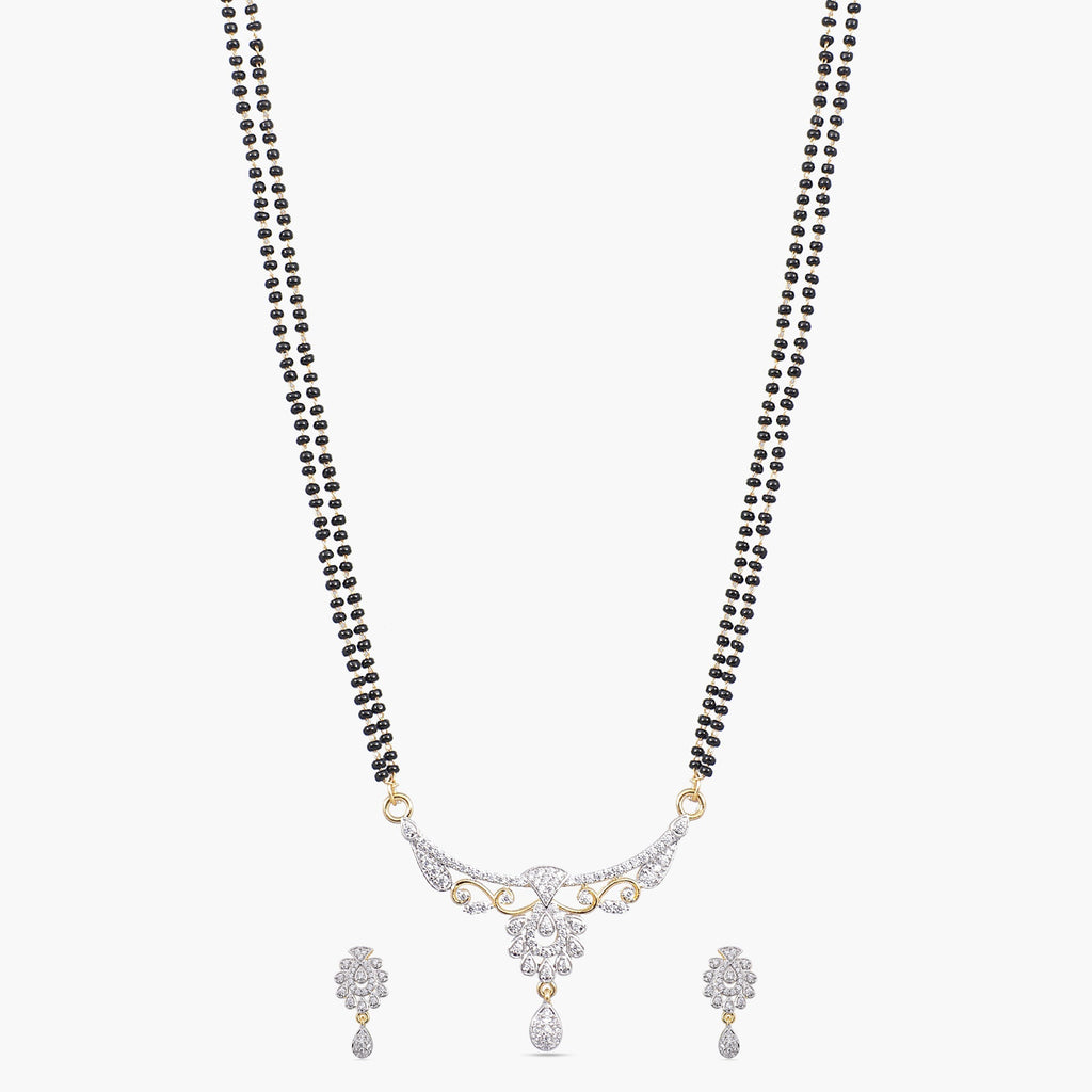 Risva Nakshatra CZ Black Beads Necklace Set