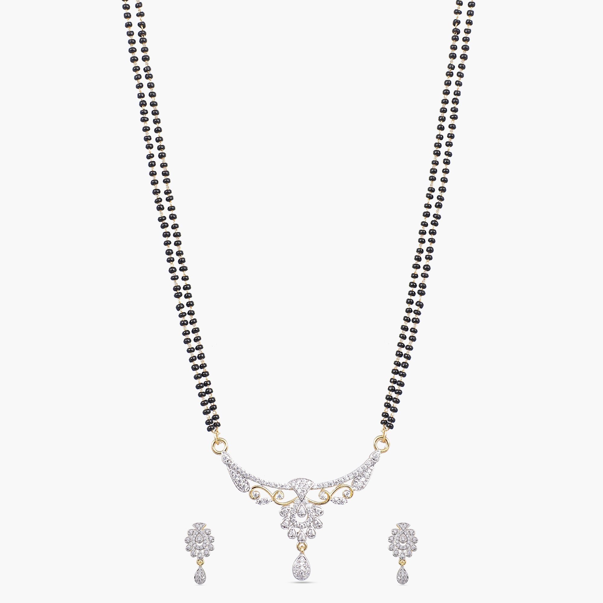 Risva Nakshatra CZ Black Beads Necklace Set
