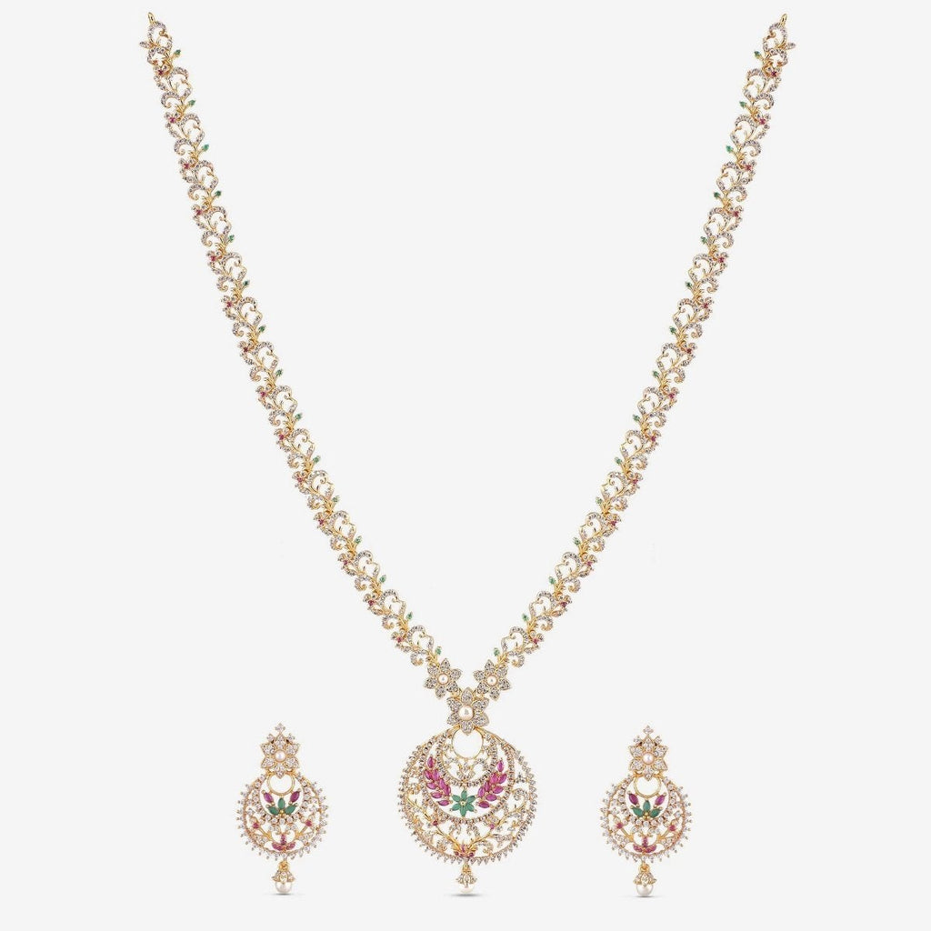 Tiah Nakshatra CZ Long Necklace Set