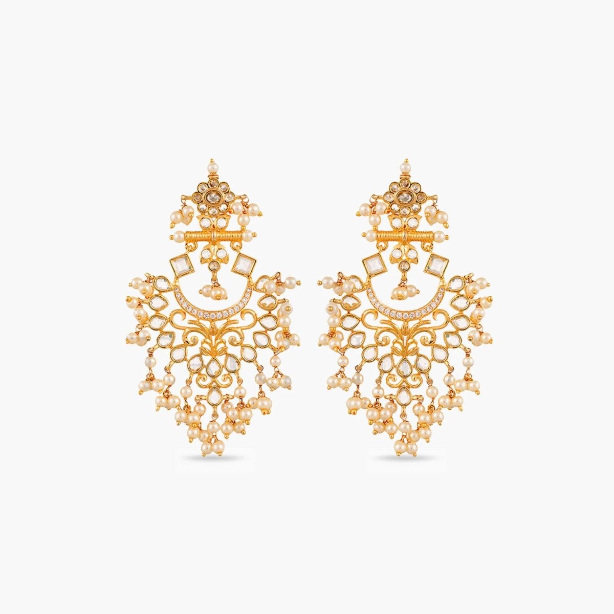 Motiya Nakshatra CZ Chandbali Earrings